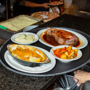 Seafood and steak meal