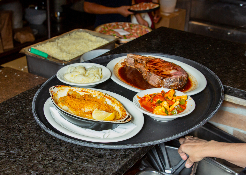 Seafood and steak meal